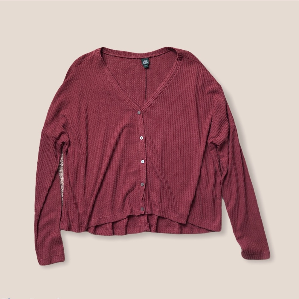 Long sleeve waffle knit rust pink top!